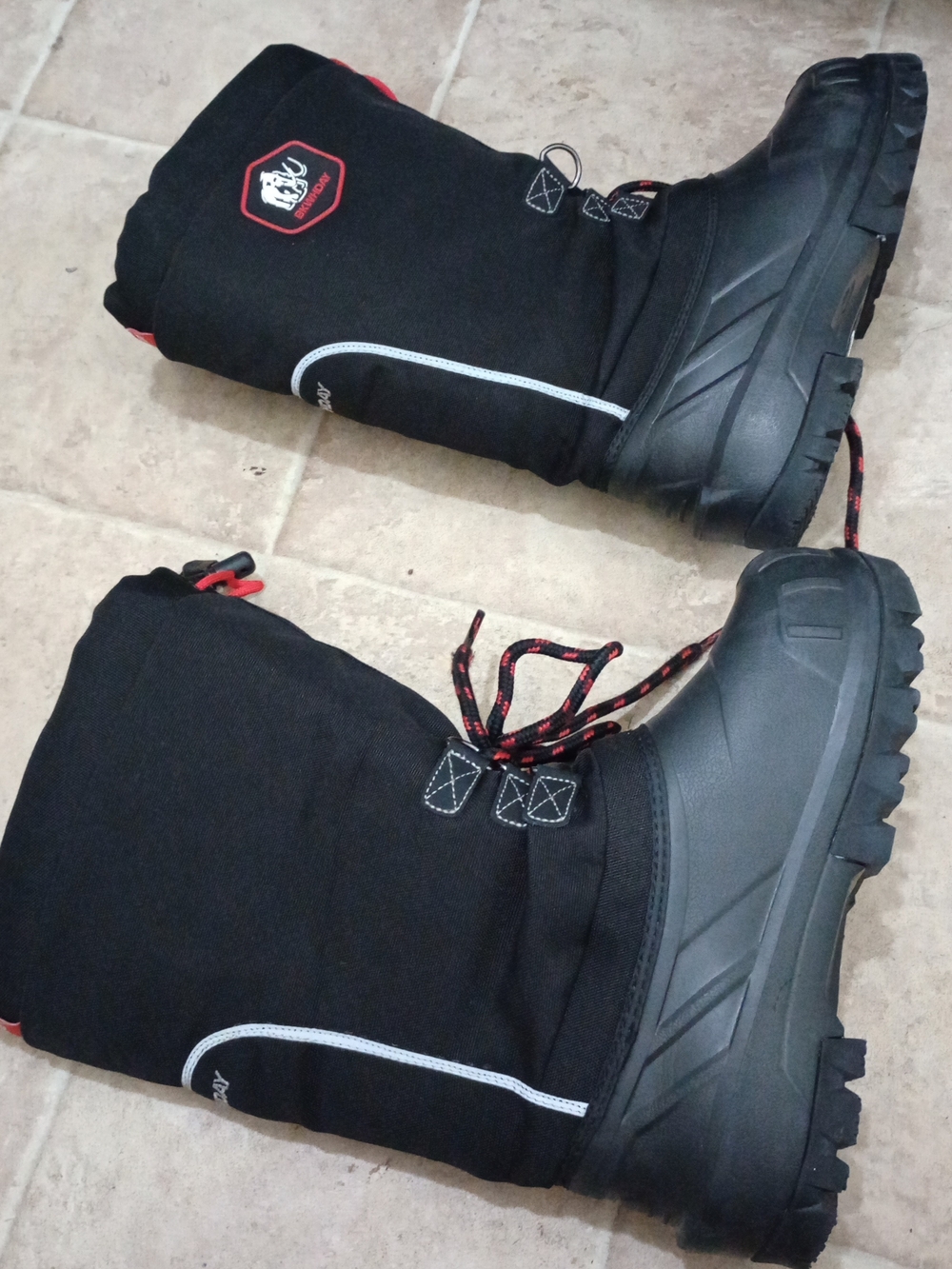 BKWHDAY waterproof winter snow boots a black rubber base  Size 8